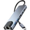 MVBOONE Adattatore 6 in 1 da tipo C a HDTV, hub USB C con porta LAN, uscita HDMI 4K, adattatore USB C compatibile con serie MacBook, Chromebook, laptop, mouse, tastiera, flash drive, hard disk