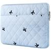 BAAGOAZ Custodia PC Portatile e MacBook 13-14 Pollici, Tasca Frontale, Blu | Fiocchi Ricamati, Sleeve Trapuntata e Imbottita, Custodia per Laptop, Chromebook e MacBook Air/Pro M5-M1 13,3/13,6/14,2