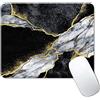 CANFLASHION Tappetino per mouse nero, dorato, tappetino per mouse in marmo bianco, tappetino per mouse quadrato impermeabile, base in gomma antiscivolo, per computer portatili da ufficio, 24,1 x 20,1 x 0,3 cm