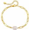 Jewlure Bracciale in oro con pietre preziose ovali multicolori, design a catena, chiusura regolabile