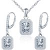 MICMIF Set Gioielli Zirconia in Taglio Smeraldo Argento 925 per Donna, Orecchini Pendenti Halo e Collana Ciondolo Pietre Rosso Verde Bianco Viola Blu Rosa Azzurro per Compleanno