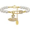 JewelryWe Braccialetti Da Donna Alla Moda: Bracciale Retrò Con Zirconi Tridimensionali e Perle Finte - Per San Valentino Matrimonio Compleanno o Anniversario Per Le Donne