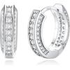 FaithHeart Orecchini Uomo Cerchio Diamante Ago in Argento 925 Zirconi | Bordi Rotondi / Quadrati, Colore Argento / Oro, Anallergici Leggeri, Regali di Compleanno per Uomini Donne