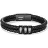 Glimmerday Bracciale da Uomo Personalizzato in Pelle PU con Nome Inciso Bracciale Intrecciato a Doppio Strato in Acciaio Inossidabile per Papà Regalo Personalizzato Festa del Papà Natale