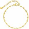 Jewlure Bracciale in oro con pietre preziose ovali multicolori, design a catena, chiusura regolabile