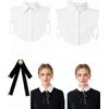 ZenoScope 2 Pezzi Colletto Staccabile Donna, Falso Colletto Regolabile + 1 Fiocco, Soluzione Pratica per Camicette Consumate, Look Professionale Istantaneo Senza Ingombro
