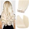 Silk-co Extension Biadesivo Capelli Veri Adesive Tape in Human Hair 10 Fasce 20g 35cm Bianco Sbiancante