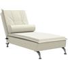 vidaXL Chaise longue da massaggio con bolster in velluto crema