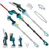 BaiKrafton Tagliasiepi con asta Telescopica, 8 Pollici Motosega a Batteria & 28 mm Forbici Potatura a Batteria Compatibile con Makita 18 V, Tagliasiepi ricaricabile Lunghezza della sega 310 mm/150 mm