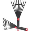 Gadpiparty 2 Pezzi Nero Piccolo Rastrello da Giardino in Plastica, 9 Denti | Impugnatura Ergonomica Antiscivolo, e Giunto Rinforzato Struttura Integrata, per Foglie e Aiuole