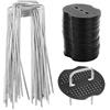 LONGJFAD 50 Picchetti Telo Pacciamatura in Acciaio 150mm con Rondelle | 50 Picchetti in Acciaio con Rondelle per Telo Pacciamatura, Erba Artificiale, Reti e Fissaggio Stabile del Giardino