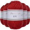 Utopia Crafts JOY DK, 5 gomitoli di filato acrilico da 50 g (250 g), lana per uncinetto e maglia, morbida lana per lavorare a maglia (rosso rubino)