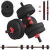 Yaheetech Set di Manubri 3-in-1 Regolabili 15/20/27kg con Dischi e Barra | Doppia Sicurezza, Impugnature Antiscivolo, Barra Imbottita, Struttura Resistente e Silenziosa, Ideale per Casa e Palestra