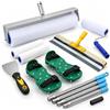 Relaxdays Set per rivestimenti pavimenti, bianco/verde | 6 pz., rullo chiodato, racla, scarpe chiodate, spatola
