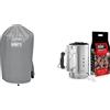 Weber 7175 Grill Abdeckhaube 47cm Custodia Standard per BBQ 47 Cm Accessori e Attrezzi per Il Barbecue, Grigio & 17631 - Kit Ciminiera di Accensione + 2 Kg di Bricchetti + 3 Cubetti Accensione