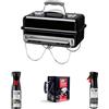 Weber Go-Anywhere Barbecue a Carbone, Nero, 1131004 + Olio Antiaderente per Griglie, 17685 + Kit Ciminiera di Accensione, 17639 + Detergente per Griglie, Nero, 17875