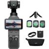 DJI Osmo Pocket 4 Combo Essential, Videocamera Vlog Tascabile Con Gimbal | CMOS da 1″ e 4K/240fps, stabilizzazione a tre assi, zoom senza perdita 2×, 107 GB di memoria integrata