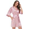 Voguemax Accappatoio corto kimono da donna in raso setoso, perfetto per spose, damigelle d'onore, abbigliamento da notte e morbida camicia da notte