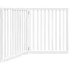 vidaXL Cancello per Cani Pieghevole 2 Pannelli Bianco 160 cm Pioppo, cancello per animali domestici, cancello di sicurezza per cani, cancello per cuccioli per scale