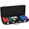 SPORTNOW Set da Poker Completo con 5 Denominazioni, 300 Fiches, Nero | Fiches da Poker, Valigetta, 2 Mazzi di Carte, Bottoni Dealer, 5 Dadi, Tappetino, per Texas Hold'em, per 4-7 Giocatori