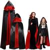 NFJIJL Mantello Vampiro, Mantello Halloween Raso Reversibile Rosso Nero con Cappuccio, Costume Vampira per Halloween Carnevale Cosplay