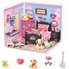 ROBOTIME Super Creator Kit di Casa Miniature DIY, Casa di Bambola in Kit di Modellismo, Decorazione Scrivania e Libreria, Kit Diorama per Ragazzi e Adulti (Bedroom Pop)