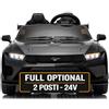 Mondial Toys Ford Mustang GT 24V Auto Elettrica per Bambini 2 Posti Macchina con Telecomando Due Cinture a 3 Punti Luci LED Bluetooth Full Optional Carico Massimo 60 Kg (Nero)