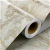 Stickyart Carta da Parati Adesiva Muro Marmo Beige Oro 30cmx400cm Pellicola Adesiva per Mobili Effetto Marmo Rivestimento Parete Carta da parati Moderna Adeisivi Murali Impermeabile per Bagno Cucina