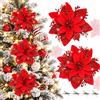 Verphysis Fiori di Natale Artificiali con Clip, 24 Pezzi Fiori per Albero di Natale | Fiori Natalizi per Decorazioni,Fiori Poinsettia Glitter per Albero di Natale Ghirlanda Decorazioni Natalizie,Addobbi Natalizi