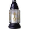 HScandle Lumino in vetro con base, candela per cimitero, lumino 6 angoli, Vetro, buena - weiß, inkl. Kerze 40h + 5x Ersatz 50h