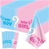 XJLANTTE 4 pezzi Tovaglia per la rivelazione di genere - Copritavolo rettangolare rosa e blu per decorazioni baby shower, Forniture per la festa di rivelazione del sesso maschile o femminile, 130 x 270 cm