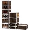 AKITAInk Scarpiera Pieghevole Fumè 6 Scomparti, Mobile Porta Scarpe Salvaspazio con Apertura a Fisarmonica, Organizer per Armadio, Camera e Ingresso