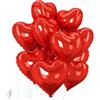 Maykafay 12 Palloncini a Forma di Cuore Rossi, Foil Air Balloons per Decorazione Romantica, San Valentino, Palloncini Compleanno per Decorazione Festa di Compleanno, 18 Pollici