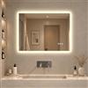 S'bagno Bluetooth Specchio-Bagno-con-Luce 60x80cm, Antifog | Specchio-Bagno-LED-Retroilluminato, 3 Colori, Dimmerabile, Memoria, Temperato, Impermeabile IP44, Orizzontale/Verticale