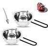 Lvjkes Bagnomaria in Acciaio Inox, 2 Pezzi 400ml Pentolino bagnomaria | 1 Pezzi Cucchiaio in Acciaio Inox, Manico in Silicone, per Cioccolato, Zucchero, Burro, Formaggio, Caramello,Acciaio Inox 304
