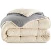 IDMarket - Trapunta Zoe Piumone Matrimoniale 140 x 200 cm, in pile bifacciale, grigio e crema, 400 g
