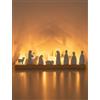 Romadedi Presepe di Natale Set Portacandele: Set Completo di Presepe di Natale per Decorazione Interna con Base in Legno, Set di Presepe Bianco per Tavolo, Soggiorno, Ideale per Decorazioni Natalizie