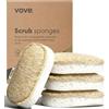 Vove Spugnette in cellulosa e cotone con luffa naturale, confezione da 4 | Spugna per piatti e cucina in luffa, cuscinetti per la pulizia del bagno, confezione certificata FSC
