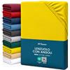 Flowen Lenzuola con Angoli Letto Singolo 90x200 cm Giallo in 100% Puro Cotone per Materasso fino a 30cm Tessuto Anti-Acaro e Traspirante di Alta Qualità Morbido Durevole e Lavabile in Lavatrice