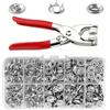LONGJFAD 100 Set Bottoni Automatici 9.5mm Con Pinza, Kit Bottoni a Pressione | Kit Completo Con 100 Set Bottoni Automatici 9.5mm E Pinza in Ferro Per Cucito, Riparazioni E Progetti DIY