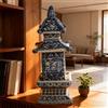 Dytartzx Statua a pagoda in porcellana blu e bianca per decorazione domestica, scultura a torre in ceramica orientale, elemento decorativo in stile cinese per soggiorno, ufficio, libreria.