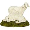 Ferrari & Arrighetti | Gruppo 2 pecore su base | Statuina presepe 12 cm dipinta a mano in resina | Scultore M. Landi |