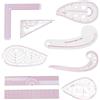 OuryTech Kurvenlineal, 9 Pezzi Righello da Sartoria e Patchwork, Set di Righelli Metrici Trasparenti con Curva Francese per Cucito, Quilting e Design