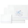 various Luna Lenzuola per lettino 60x120 cm, 3 pezzi, Blu/Bianco | 100% cotone per il lettino dei bambini, da usare ogni giorno a casa. Tre pezzi coordinati.