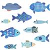 OT-NVWOZR 10 pezzi decorazione da parete in legno con pesce d'epoca, decorazione da parete per bagno, decorazione da spiaggia nautica, decorazione da parete in legno di pesce per balcone