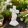 NbgrvB Statua a forma di croce di angelo, a energia solare, decorazione da | Decorazione da giardino a LED, ornamento commemorativo per tomba, in resina, resistente alle intemperie, per esterni, bianco