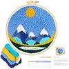 JSRQT Punch Needle Starter Kit,Kit di Ricamo per Aghi da Punzonatura,Kit per Principianti per Ricami,Kit di Ricamo per Aghi da Punzonatura per Adulti Principianti(Montagna di Neve)