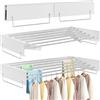 FREEAMG Stendibiancheria da parete con 6 barre, stendibiancheria pieghevole per interni ed esterni, 6 metri di lunghezza di essiccazione, risparmio di spazio, bianco (100 cm)