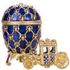 danila-souvenirs Uovo in stile Fabergé Incoronazione Imperiale portagioie con Carrozza 10 cm blu