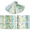 YUMILI 40 pezzi di tessuto di cotone patchwork 6,2 x 50 cm, per artigianato con motivo floreale, strisce creative e rotoli da cucito (verde chiaro)